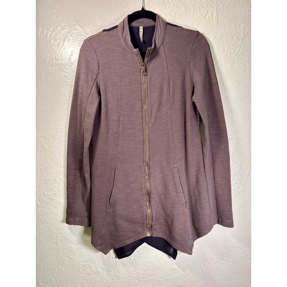 XCVI Women's Dusty Pink Long Sleeve Full Zip Jacket Lagenlook Yoga Pockets Sz S
